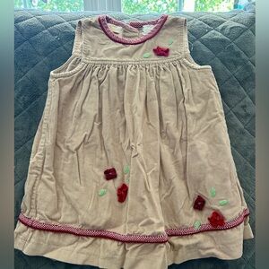 Adorable Tan corduroy Dress with Red flowers 5t